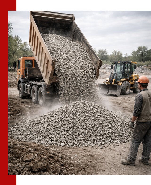 Доставка щебня в Новотроицке крупными и мелкими фракциями