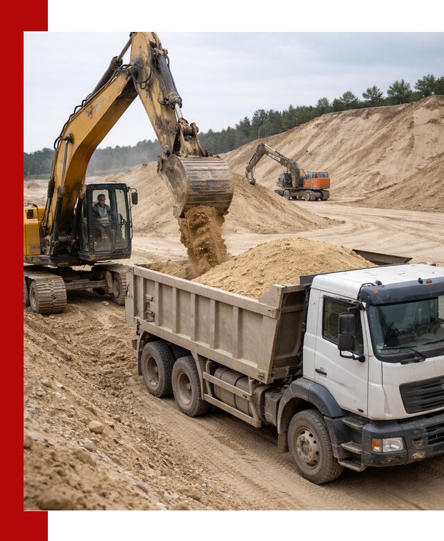 Доставка карьерного песка с самосвалами и разгрузкой в Новотроицке