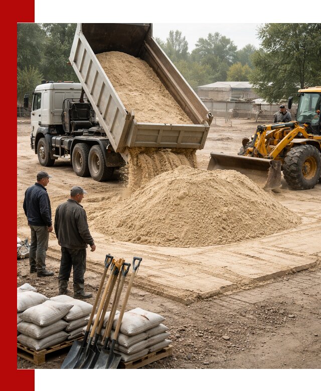 Доставка мытого песка в Новотроицке с самосвалами по выгодной цене