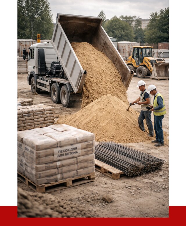 Песок для бетона в Новотроицке от 2617 р. с доставкой, ПРОНЕРУДНвт