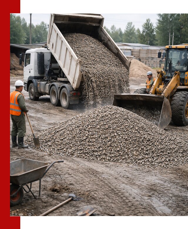 Мытый гравий с доставкой в Новотроицке от карьера до участка