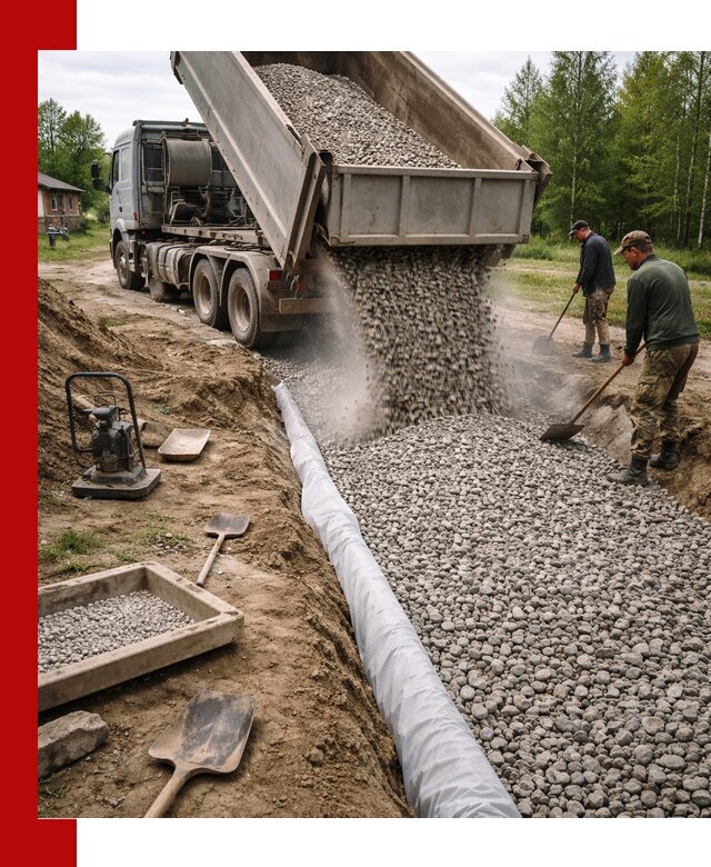 Гравий для дренажа с доставкой в Новотроицке качественный и недорогой