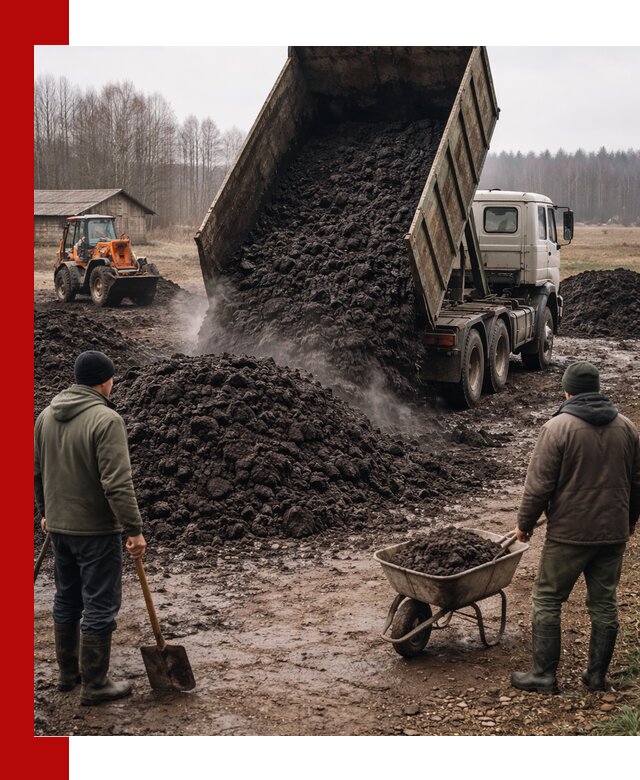 Доставка низинного торфа с разгрузкой и доставкой в Новотроицке