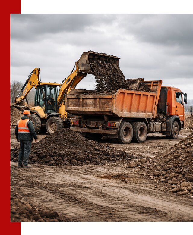 Вывоз грунта и строительного мусора в Новотроицке грузовыми самосвалами