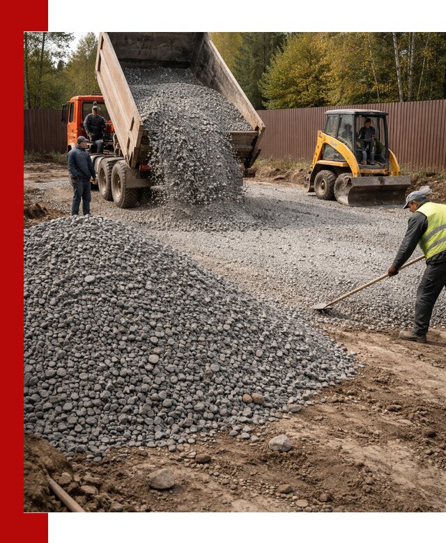 Отсыпка участка щебнем с доставкой и уплотнением в Новотроицке